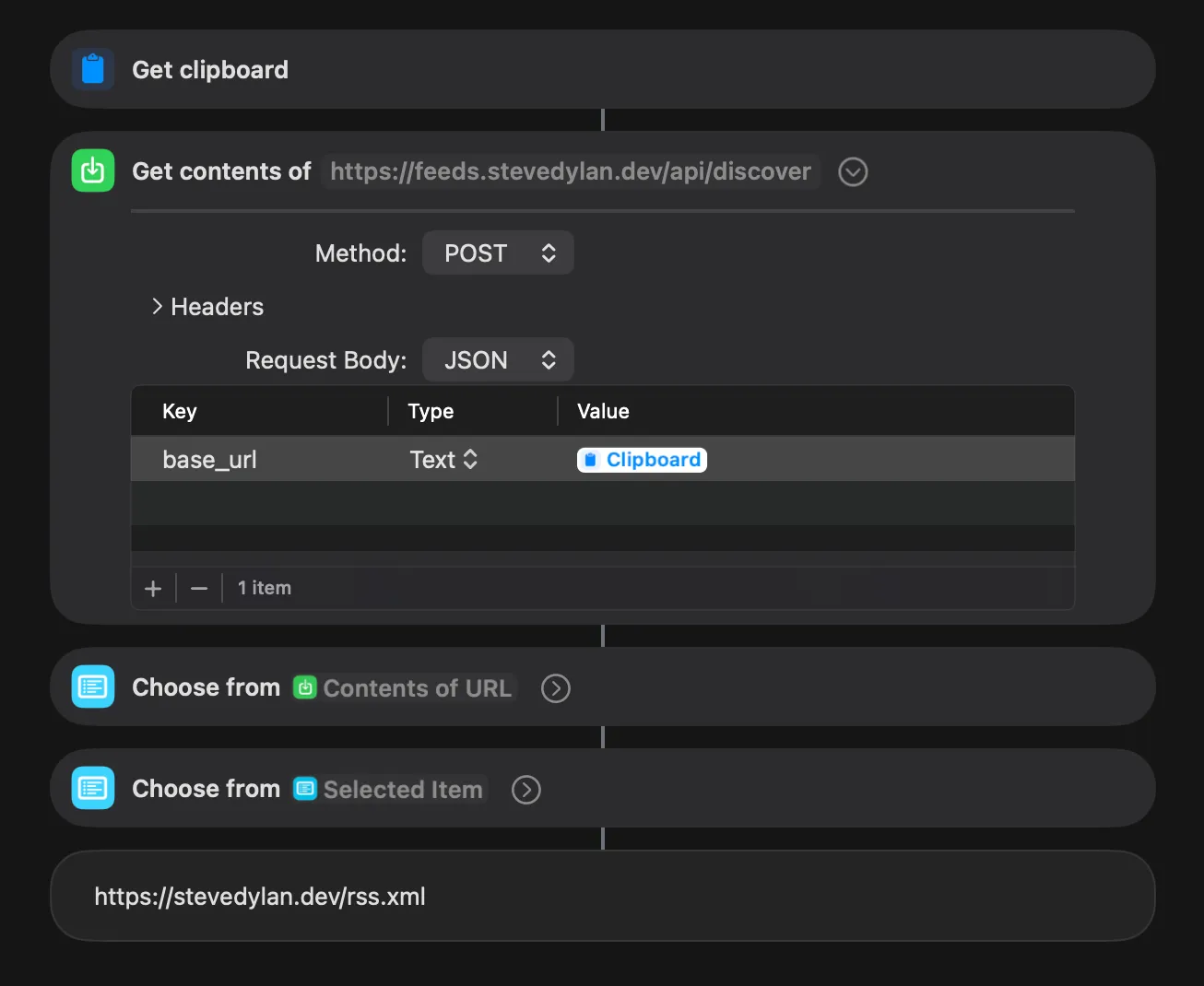 discover rss feeds shortcut